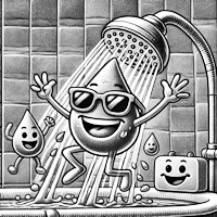 Shower Water Usage Calculator. Image is AI generated.